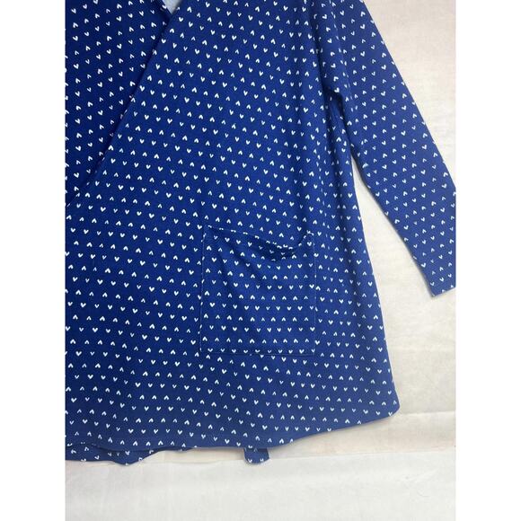 Lularoe Wrap Cardigan Womens Large Blue White Heart Print Long Sleeve Pockets - Picture 5 of 14